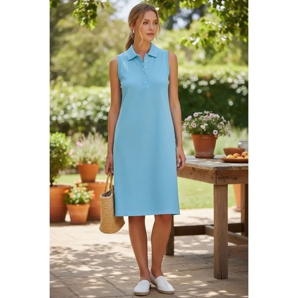 ✨Boston Proper Sleeveless Polo Mini Blue Sz Medium Dress✨